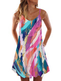 Art Print Abstract Painting Colorful Flow Artwork Printing Sleeveless Camisole Dress