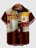 Oriental Style Lake Printing Men's Short Sleeve Shirt