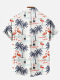 Hawaiian Flamingo Coconut Casual Print Short Sleeve Shirt
