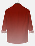 Christmas Elements Gradient Red Santa Claus Printing Men's Long Sleeve Shirt