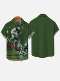Green Technological Psychedelic Jungle Robot Wars Printing Short Sleeve Shirt