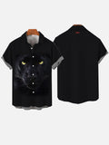 Black Golden-Eyed Panther Ready To Attack Printing Short Sleeve Shirt