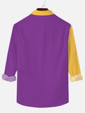 Carnival Yellow And Purple Matching Mardi Gras Domino Printing Long Sleeve Shirt