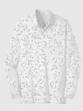 Cycle-Print Vintage Floral Pattern Printing Men‘s Long Sleeve Polo