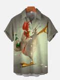 Kung Fu Chicken Funny Printing Short Sleeve Shirt
