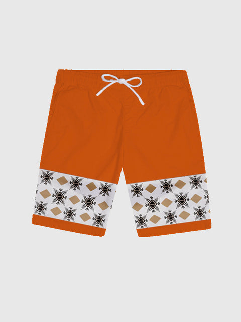 Tribal And Orange Stitching Printing Men's Shorts