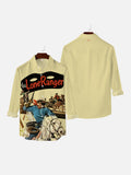 Cowboy Print Fashion Casual Men's Long Sleeve Shirt