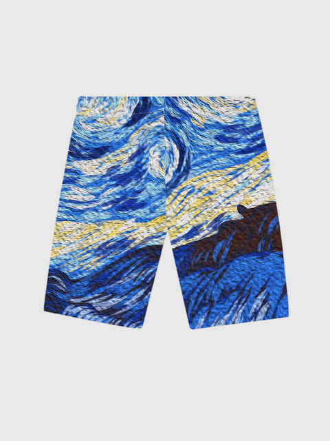 Abstract Starry Sky Vincent Oil Painting Printing Men's Shorts