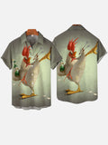 Kung Fu Chicken Funny Printing Short Sleeve Shirt