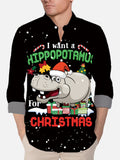 I Want A Hippopotamus For Christmas With Presents Printing Men's Long Sleeve Shirt