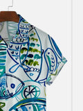 Hand Painted Tropical Fish Printing Men's Short Sleeve Shirt