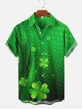 Green Gradient St Patrick’s Day Lucky Shamrock Printing Short Sleeve Shirt