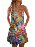 Abstract Intricate Rainbow Colors Fantastic Art Painting Sleeveless Camisole Dress