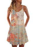 Floral Color Matching Fashion Trend Printing Sleeveless Camisole Dress