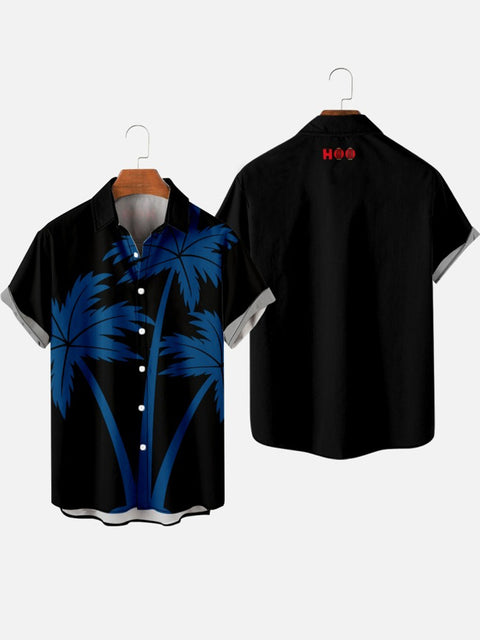 Schwarzes Hawaii-Kurzarmhemd für Herren mit Kokospalmendruck