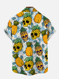 Beach Skull Pineapple Funky Hawaiian Short Sleeve Shirt