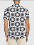 Op Art Print With Black and White Circles Men‘s Short Sleeve Polo