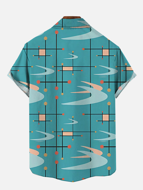 Simple Line Irregular Geometry Printing Short Sleeve Shirt