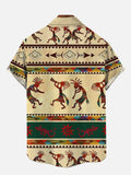 National Style Abstract Geometric Retro Native American Ethnic Tribal Printing Short Sleeve Shirt