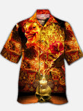 Eye-Catching Amazing Style Magic Candle Flame Clown Skull Printing Cuban Collar Hawaiian Short Sleeve Shirt