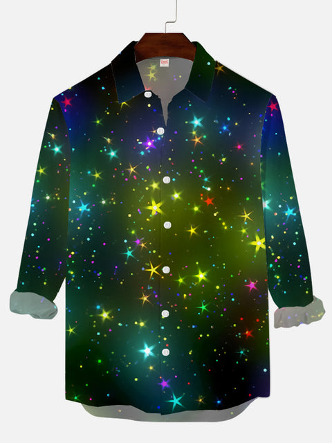 Full-Print Disco Psychedelic Music Starlight Printing Men's Long Sleeve Shirt