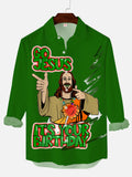 Green Ugly Christmas Sweater Go Jesus It's Your Birthday Printing Men's Long Sleeve Shirt