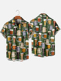 Green Vacation Beer Mug Beach Hawaiian Short Sleeve Shirt