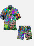 Psychedelic Colorful Hippie Funny Octopus Printing Hawaiian Shorts