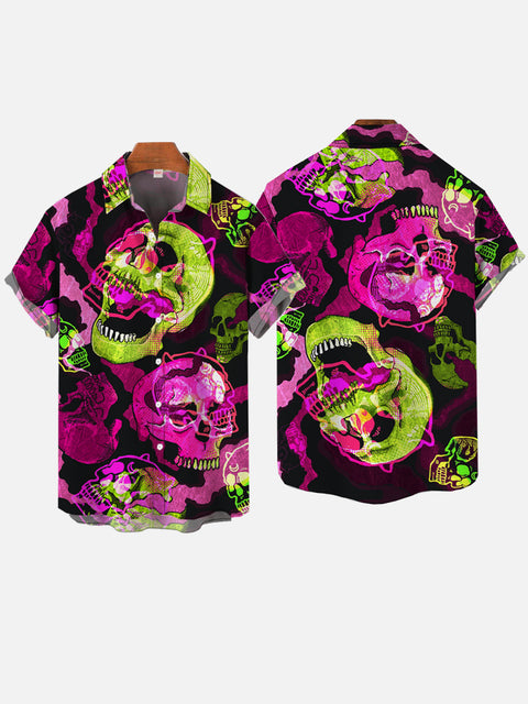 Art Bright Rainbow Skull Blacklight Hippie Printing Short Sleeve Shirt