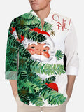 Hand Drawn Trippy Santa Claus And Christmas Tree Printing Men's Long Sleeve Shirt