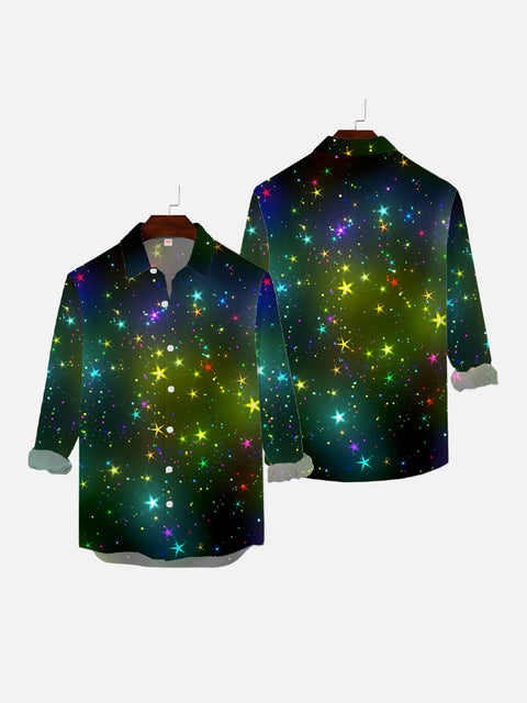 Full-Print Disco Psychedelic Music Starlight Printing Men's Long Sleeve Shirt