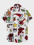 Christmas Element Stickers Printing Men's Short Sleeve Shirt