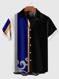 Vintage Black and Blue Stripe Men's Short Sleeve Shirt
