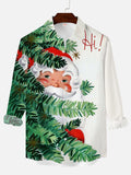 Hand Drawn Trippy Santa Claus And Christmas Tree Printing Men's Long Sleeve Shirt