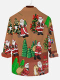 Summer Christmas Santa Claus And Gifts, Christmas Trees Printing Men's Long Sleeve Shirt