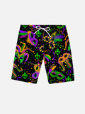 Carnival Black Domino And Feather Printing Shorts