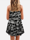 Spiral Twisted Skulls Printing Sleeveless Camisole Dress