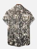 Silver Disco Glitter Circular Mosaic Sequins Printing Short Sleeve Shirt