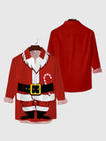 Christmas Elements Santa Body Dress Up Printing Men's Long Sleeve Shirt