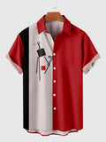 Vintage MistyRose & Red Stitching Geometrical Element Printing Men's Short Sleeve Shirt