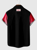 Gradient Red Stripe and Black Stitching Men's Short Sleeve Shirt