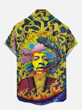Psychedelic Hippie Rock Jimi Hendrix Rainbow King Printing Short Sleeve Shirt
