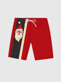 Christmas Elements Retro Red Black And Yellow Stitching Bearded Santa Claus Printing Men's Shorts