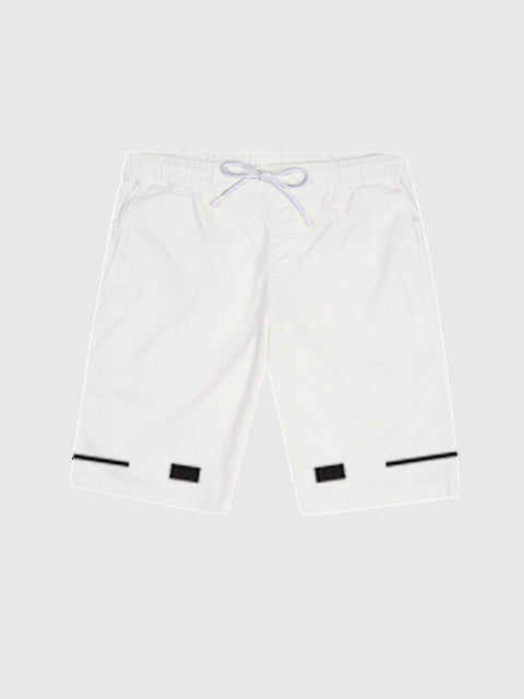 Vintage White Plain Roll Up Printing Men's Shorts