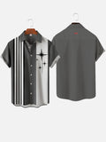Medieval Atomic Starburst Vintage Gray And White Stitching Short Sleeve Shirt
