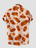 Kurzärmliges Herrenhemd mit orangefarbenem Rugby-Aufdruck