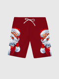 Christmas Elements Red Matching Santa Claus And Rose Printing Men's Shorts