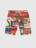 Full-Print Christmas Elements Advertising Wall Patchwork Printing Men's Shorts