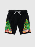 Christmas Elements Christmas Tree, Santa Claus Printing Men's Shorts