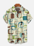 Modern Abstract Wide-Sided Rectangular Mid Century Minimalist Aesthetic Printing Short Sleeve Shirt